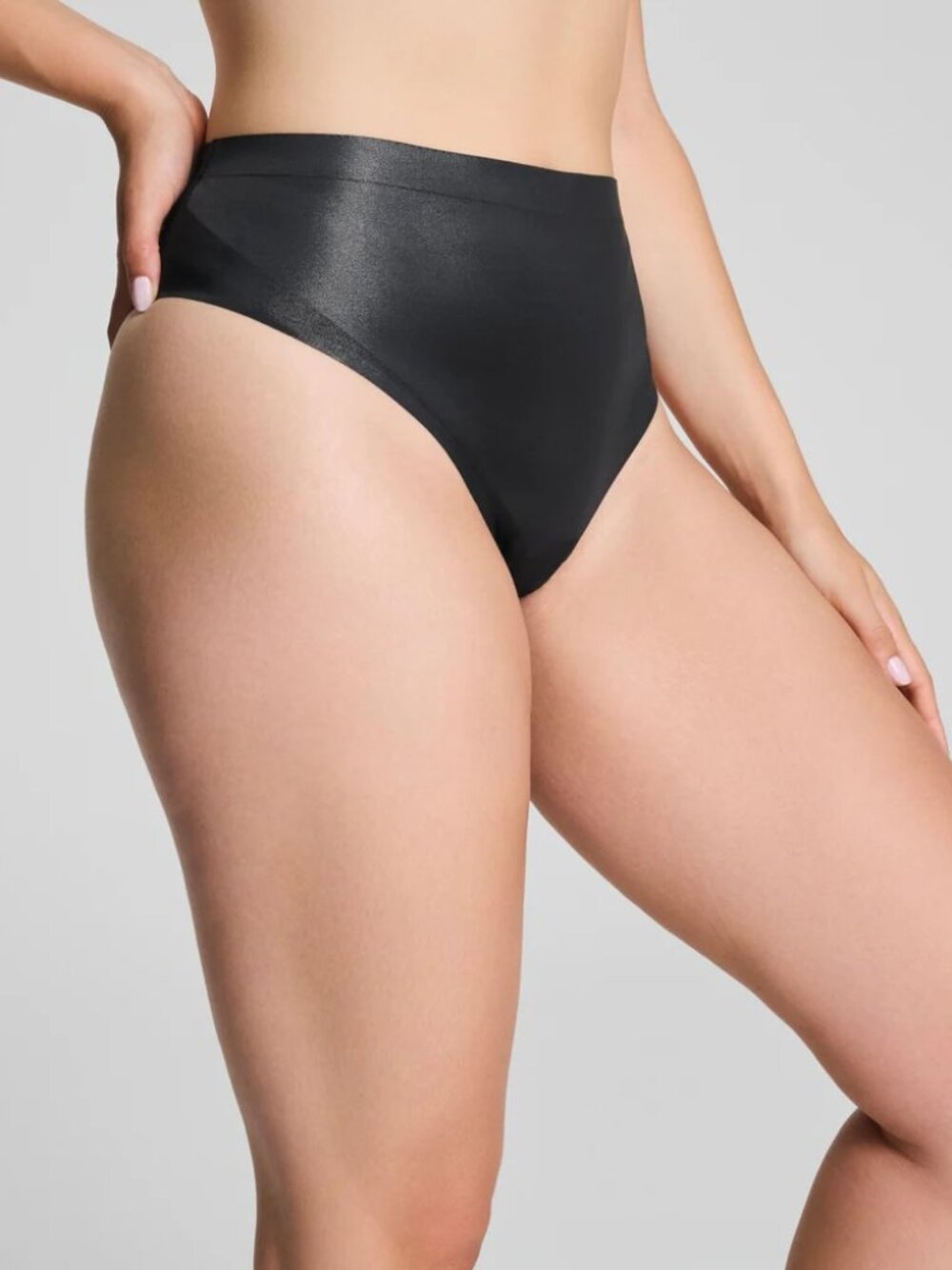 Spanx Luxeshine Thong Large Black Shimmer NWT
